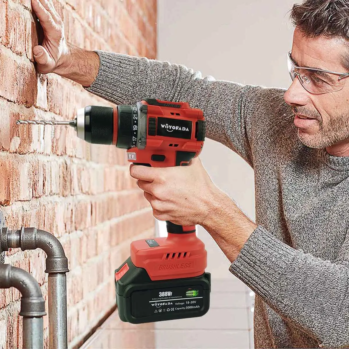 18V Brushless Electric Drill 85NM Cordless Screwdriver 2 Torque Settings Electric Screwdriver Drill for Makita 18V Battery