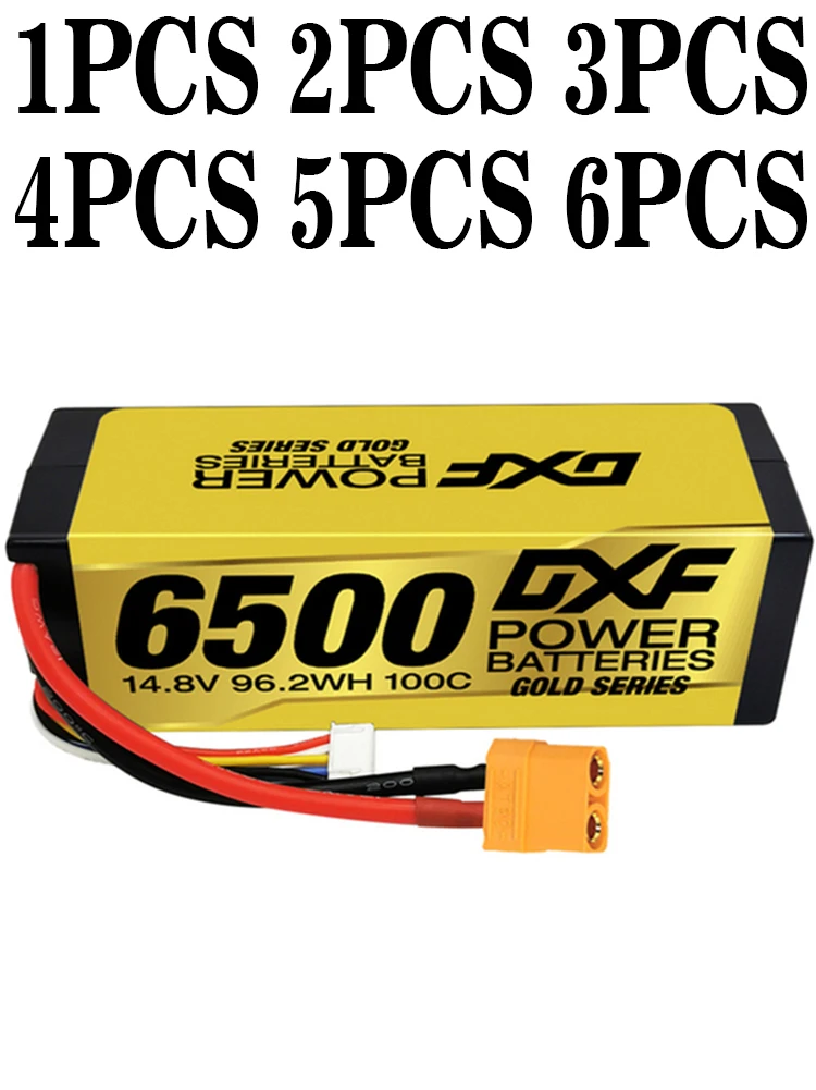 DXF 4S Lipo Battery 14.8V 100C 6500mAh Lipo Battery with XT90 Plug Hardcase Battery For RC Car Boat Truck Airplane UAV RACING