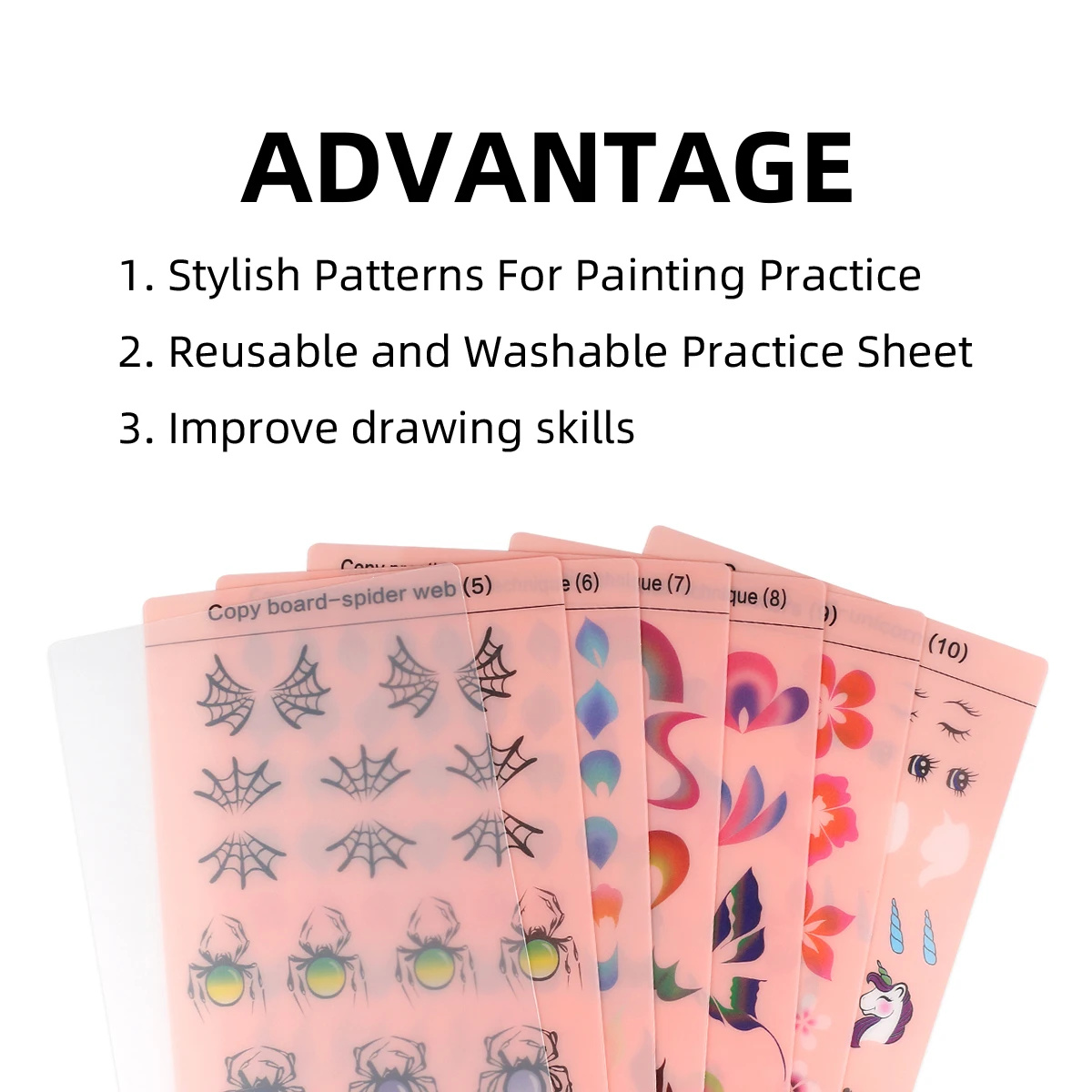 12pcs Painting practice Template Non toxic and washable Reusable Face Paint Exercise board for Body Art Painting Halloween Party body face paint face body paint body painting stencils