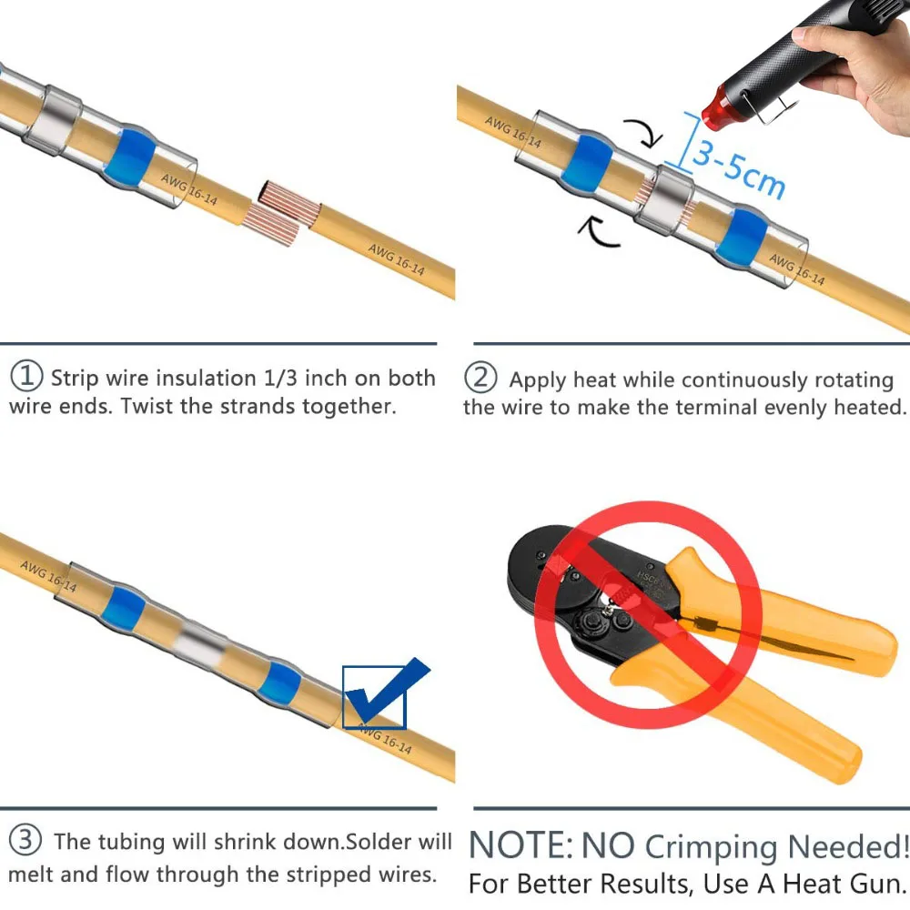 300W Electrical Mini Heat Gun Handheld Hot Air Gun with 600PCS Heat Shrink Butt for DIY Craft Embossing Shrink Wrapping PVC 2