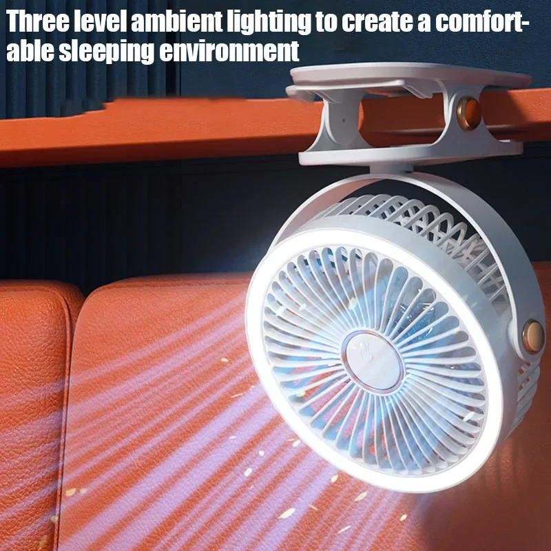 Five Gear Adjustable Desktop USB Rechargeable Lighting Fan Wall Mounted Office Aromatherapy Electric Fan for Home Office Outdoor