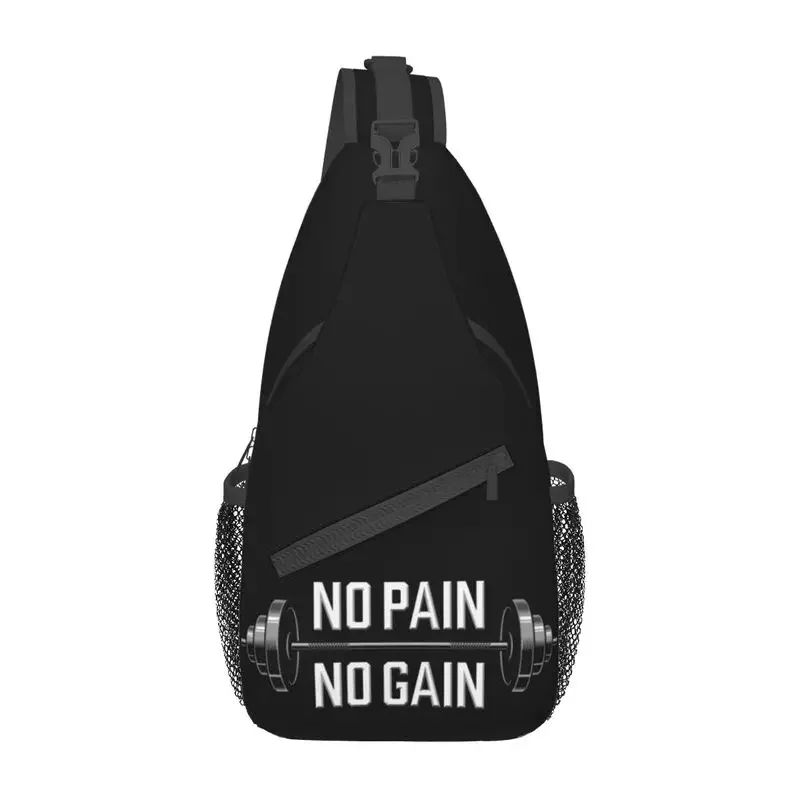 цена No Pain No Gain Gym Motivational Quote Sling Chest Crossbody Bag Men Fashion Bodybuilding Workout Shoulder Backpack for Hiking