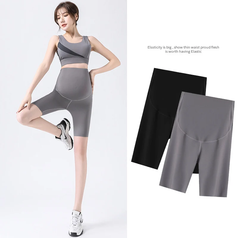 Summer Thin Breathable Seamless Nylon Maternity Half Pants Yoga Short Legging Clothes for Pregnant Women Pregnancy Shorts