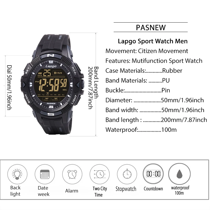Waterproof Digital Diving Sport Watch for Men - Durable Outdoor Electronic Wristwatch 2023
