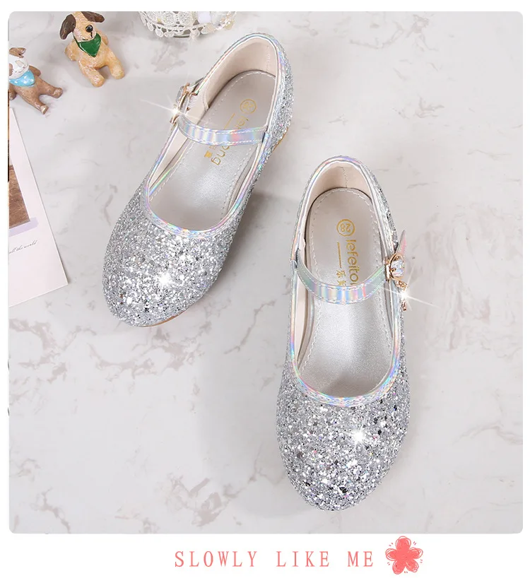 Description Picture 3 of itemChildren's High Heels Fashionable Piano Runway Performance Shoes Girls' Leather Shoes Princess Shoes Sequined Single Shoes