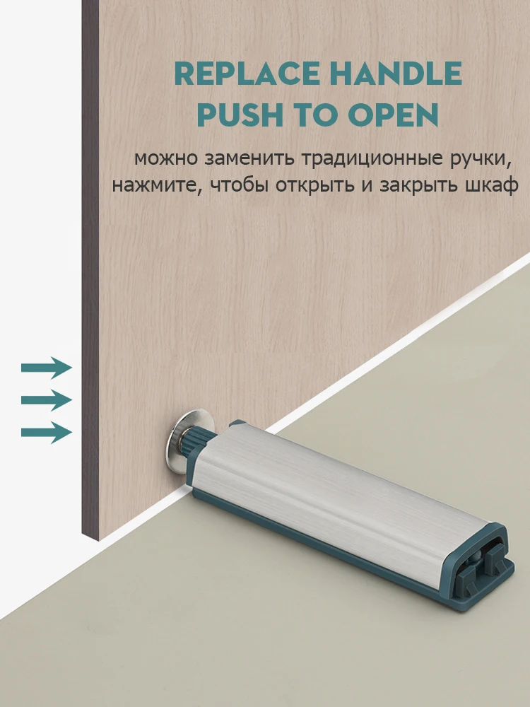 KAK 10PCS Cabinet Catches Stainless Steel Push to Open Hidden Cabinet Handle Soft Closer Door Hardware