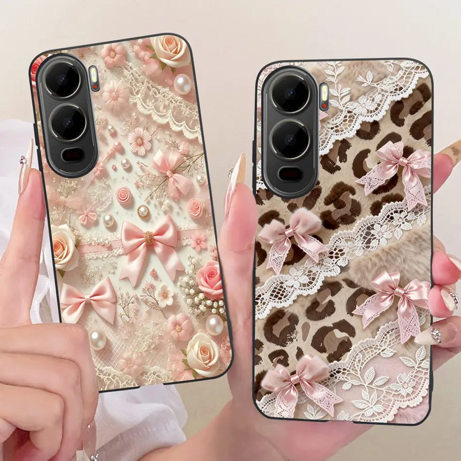 Elegant Flower Butterfly Pattern Black Silicone Soft Phone Case Cover