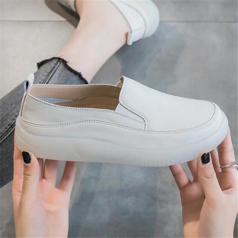

100% Genuine Leather Women Causal Shoes Female Fashion Casual White Shoes Sneakers Ladies Flats Breathable Outdoors Feetwear