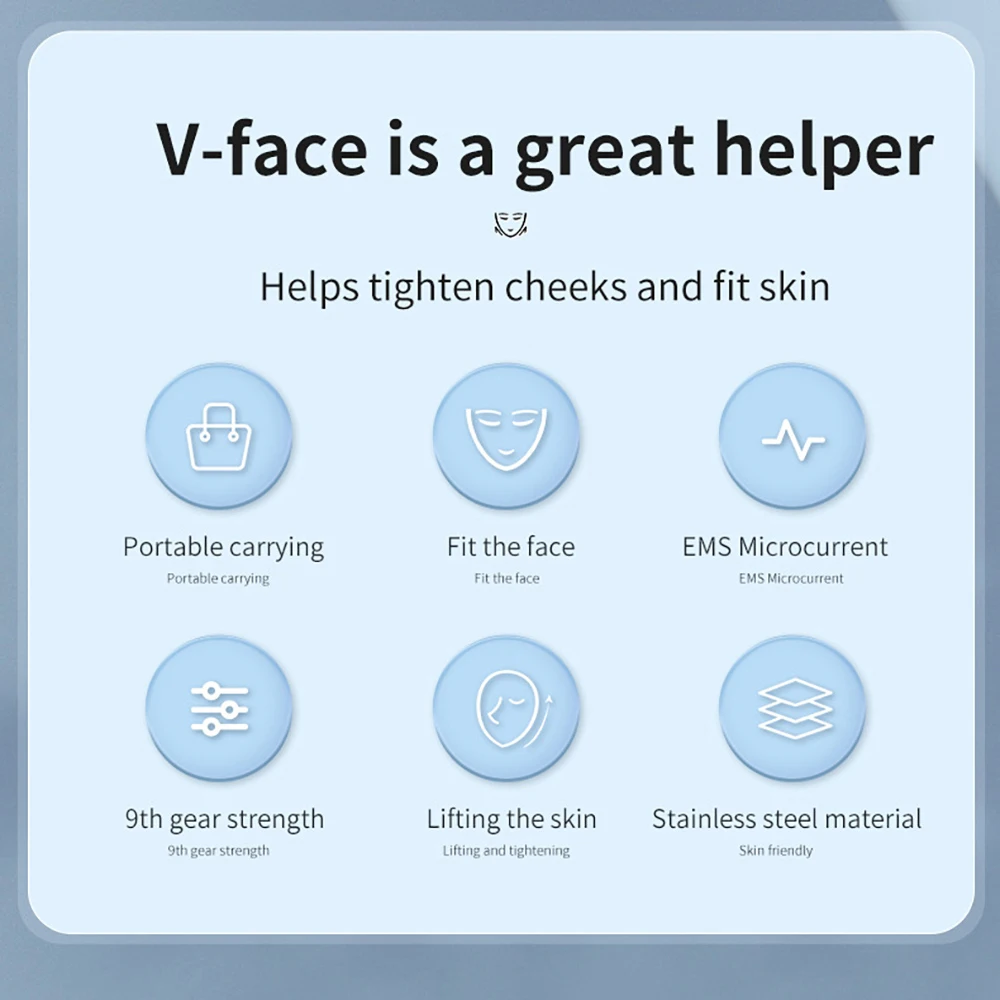 EMS Microcurrent V Face Instrument Double Chin Remover Lifting Vibration Hot Compress Facial Massager Facial Lifting Skin Care