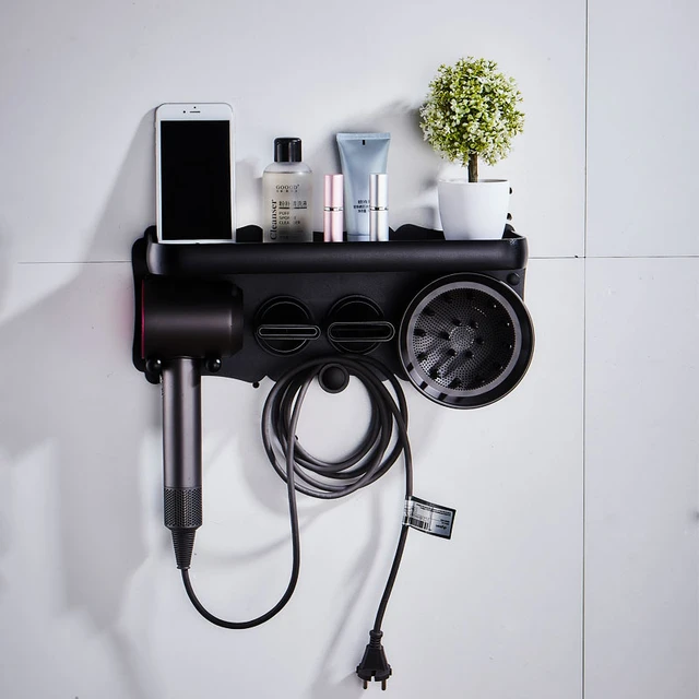 Wall Mounted Hair Dryer Holder For Dyson Hair Dryer Stand Bathroom Shelf  Shaver Straightener Storage Rack Bathroom Organizer - AliExpress