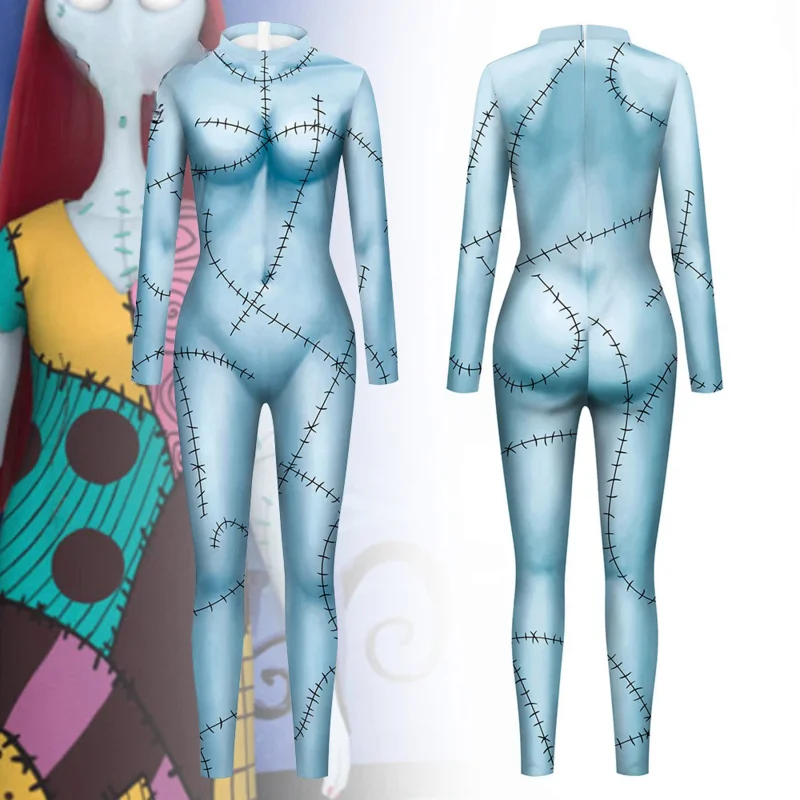 Nightmare Cosplay Sally Cosplay Sexy Skinny Tuta Indossare Tutina Costume Donna Tute Elastiche Pagliaccetti Prima Di Natale