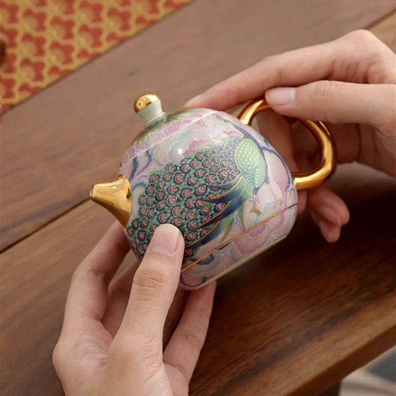 Exquisite Ceramic Tea Pot Ball Hole Filter Dragon Egg Teapot Home Beauty Tea Infuser High-end Ceramic Tea Set with Gift Box