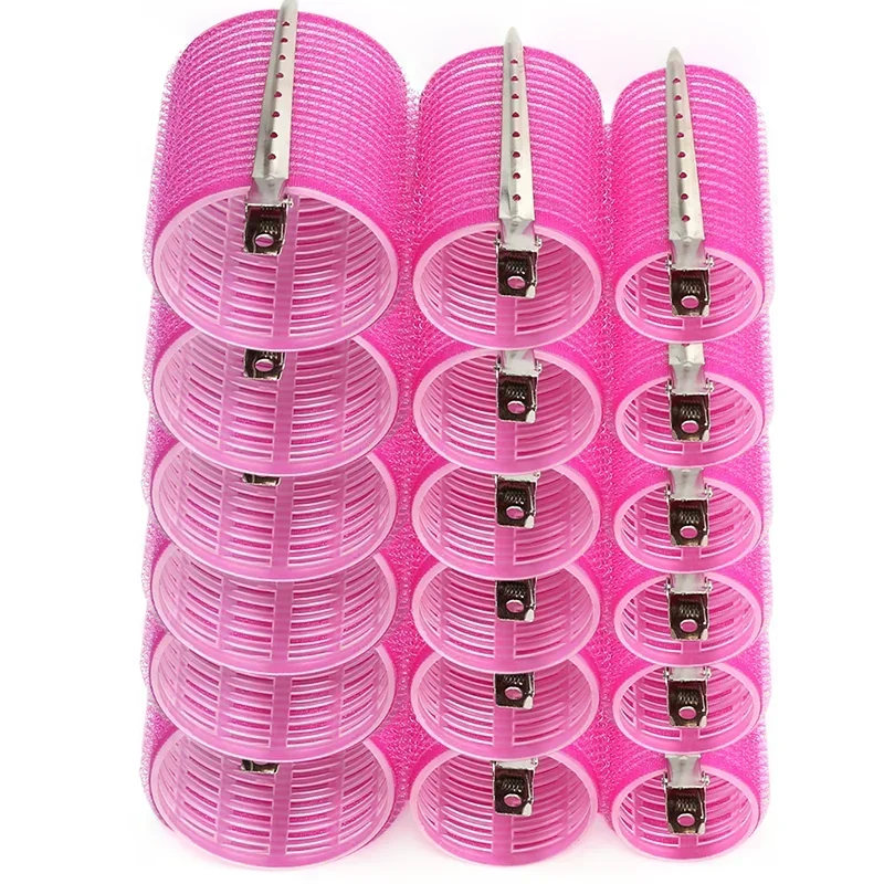Hair Curlers Set Plastic Self-Grip 3 Sizes 10pcs Metal Clips DIY Tools