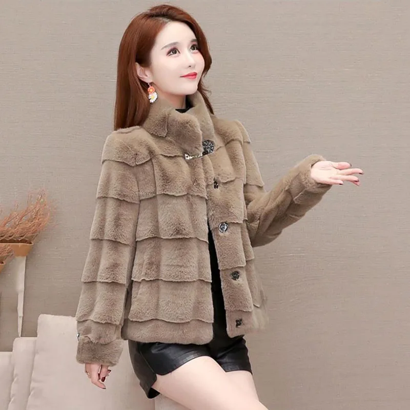 High-grade Imitation Mink Coat Female 2023 Winter New Fashion Loose One Imitation Fur Warm And Casual Thick Coat Female