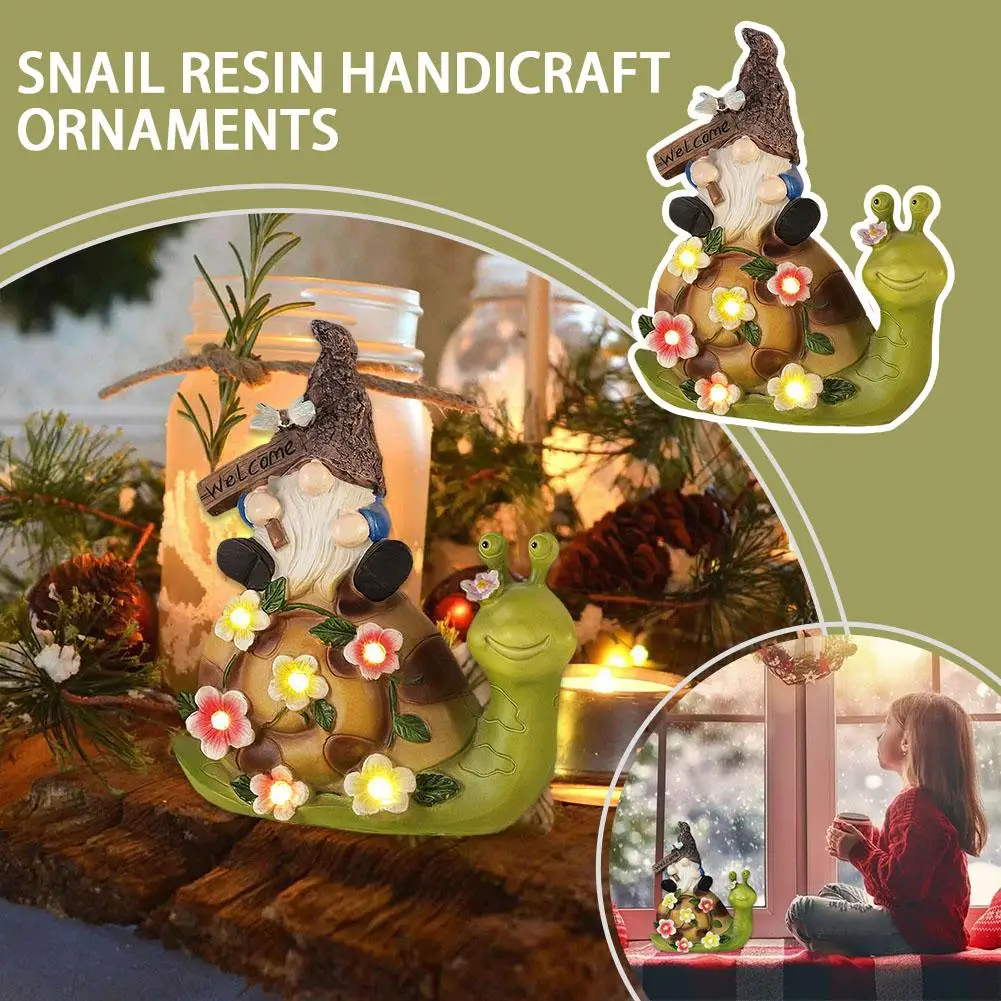 

Creative Solar Snail Animal Resin Handicraft Ornaments Room Desktop Living Snail Animal Garden Decor Statues Courtyard Home Y8G3