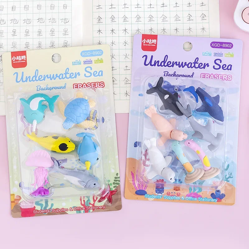 Sea Lion Shark Marine Animal Combination Eraser Set 1 Pcs Student Gift Stationnery