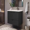 24" Floating Bathroom Vanity and Cultured Marble Sink with Soft Close Door 1