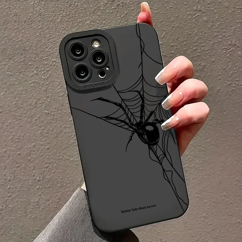 Halloween Black Spider Web Print Matte Soft Phone Case Cover