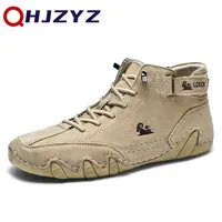 Leather Casual Sneakers For Men 2023 New High Top Men Boors Motorcycle Shoes Luxury Dress Loafers Footwear Shoes Chaussure Homme