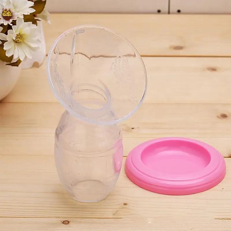 A9LE Manual Breast Silicone Anti Spills Breastpump Breastmilk Collector Cup for Newborn Baby Girls Boys Breastfeeding 5