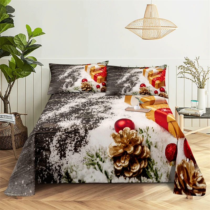 

Christmas Decorations 0.9/1.2/1.5/1.8/2.0m Digital Printing Polyester Bed Flat Sheet with Pillowcase Print Bedding Set