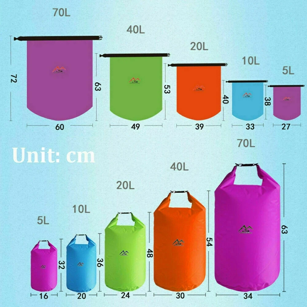 Outdoor Lightweight Waterproof Dry Bag For Camping Drifting Hiking Swimming Rafting Kayaking River Trekking Bags 5/10/20/40/70L waterproof dry bag