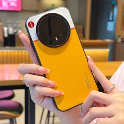 Premium Double Pigment Leather Protective Phone Case with Raised Lens Guard for Honor Magic6 RSR Porsche Design (Yellow)