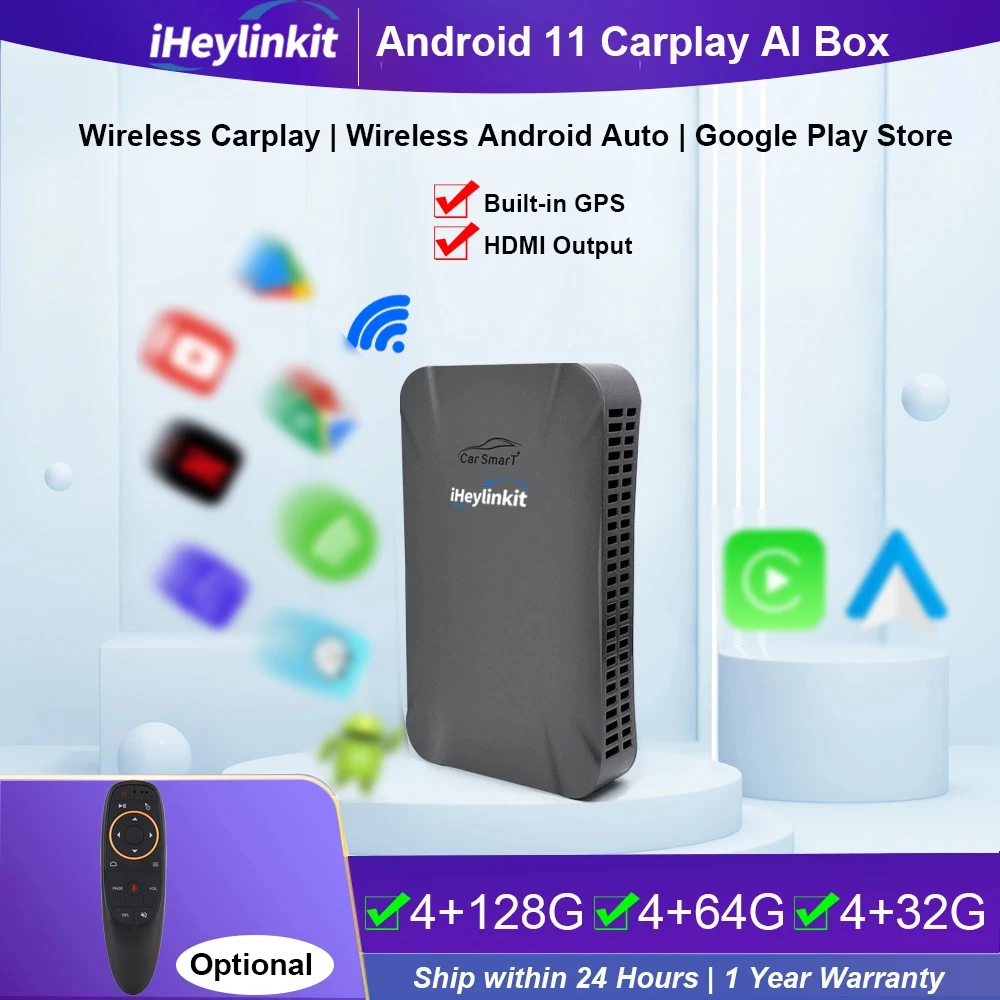 

CarPlay Ai Box Android 11 Apple Car Play 4 + 64G Android авто мультимедиа HDMI Youtube Netfix для Benz Audi Nissan CP308