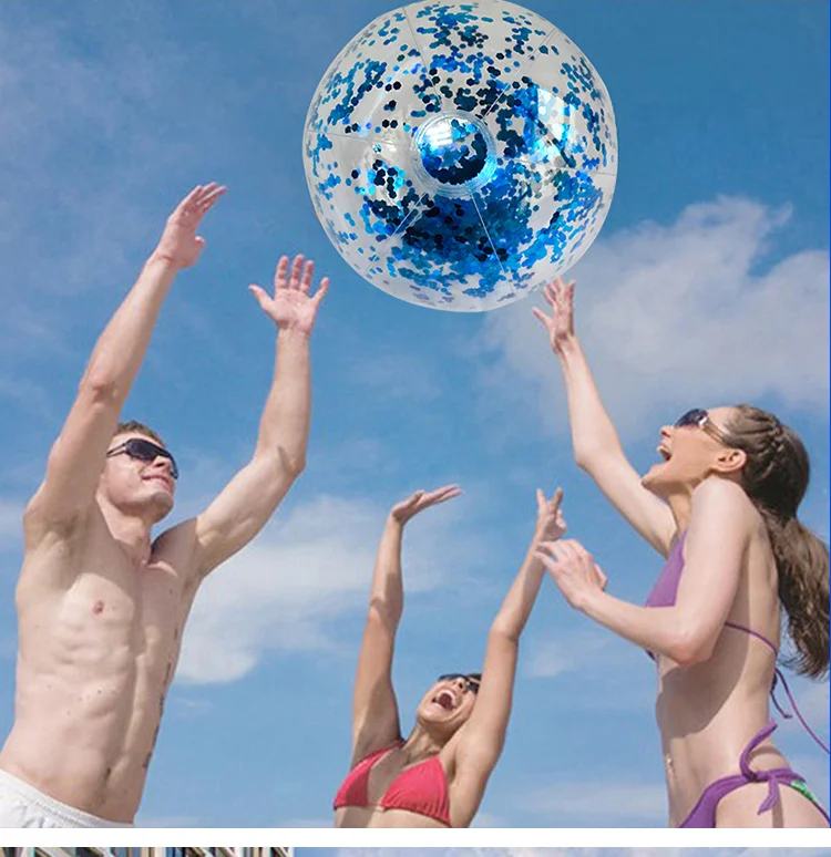 40cm Beach Balls Inflatable Beach Swim Pool Balls Toys for Kids Toddlers Outdoor Pool Game Toy Shine Water Ball with Inflator 4