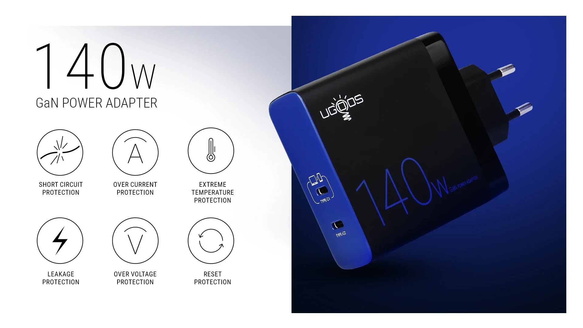 PD 35W/65W/140W Type C Charger Power Adapter for Mobile Phone/Bluetooth Earphone