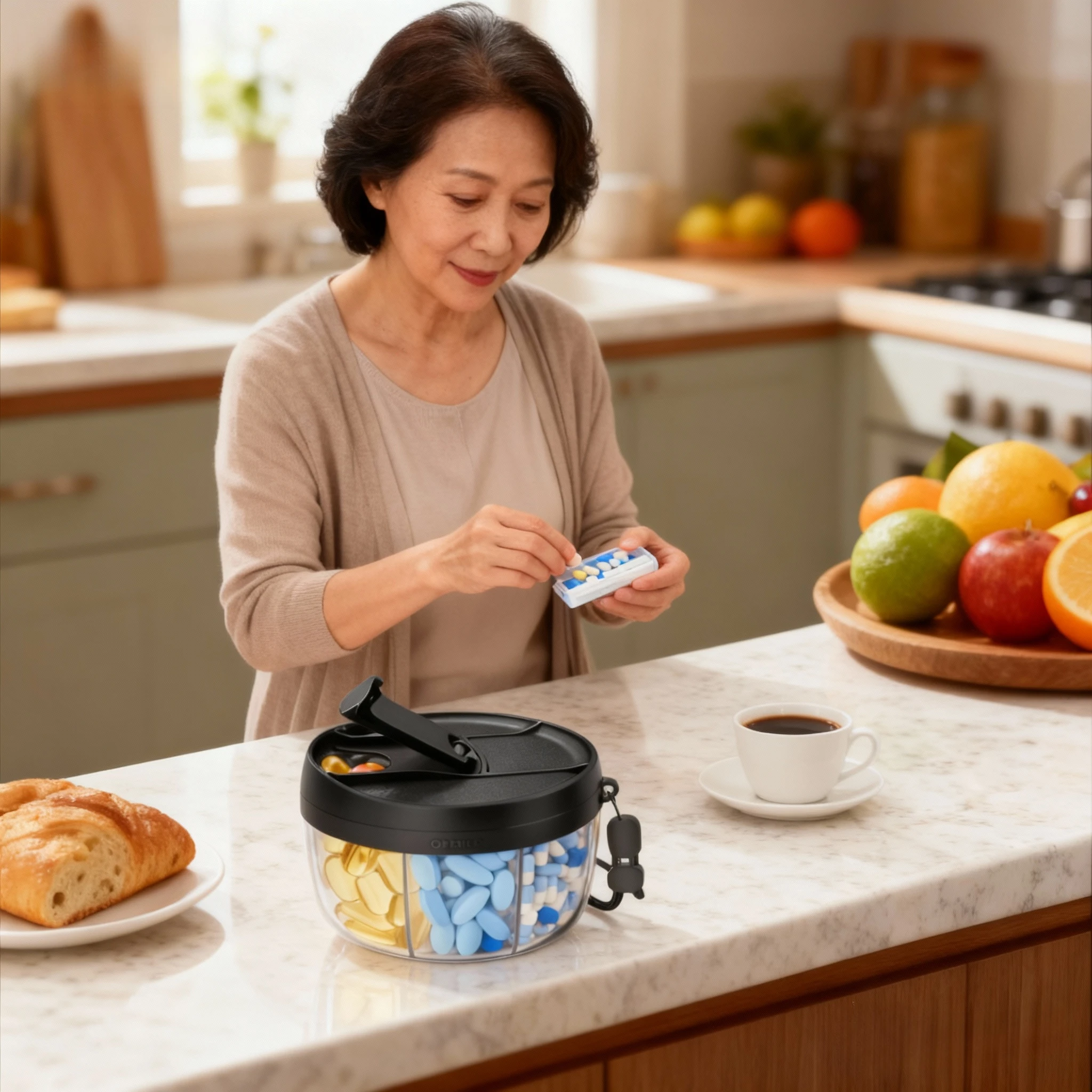 Enhanced Portable 7-Section Vitamin Supplement Organizer with Clarity-Boosting Design