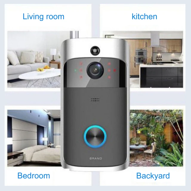 V5 Wireless Smart Doorbell Night Vision 720P HD Voice Intercom Doorbells PIR Detection Motion Sensing Security Protection Device 6