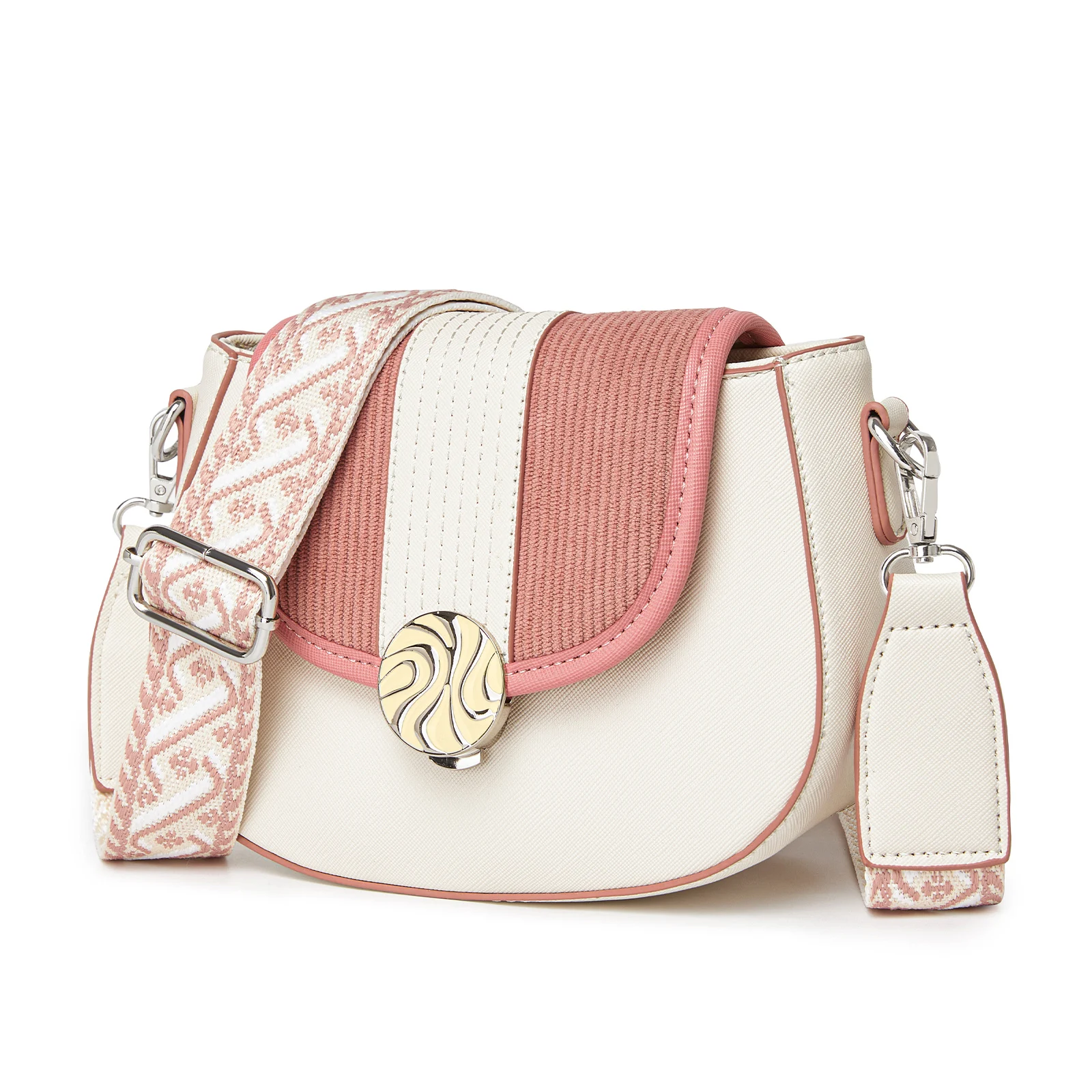 Elegant PU Leather Crossbody Bag for Women - Zip Closure & Contrast Colours, Modern Shoulder Bag for Travel & Shopping