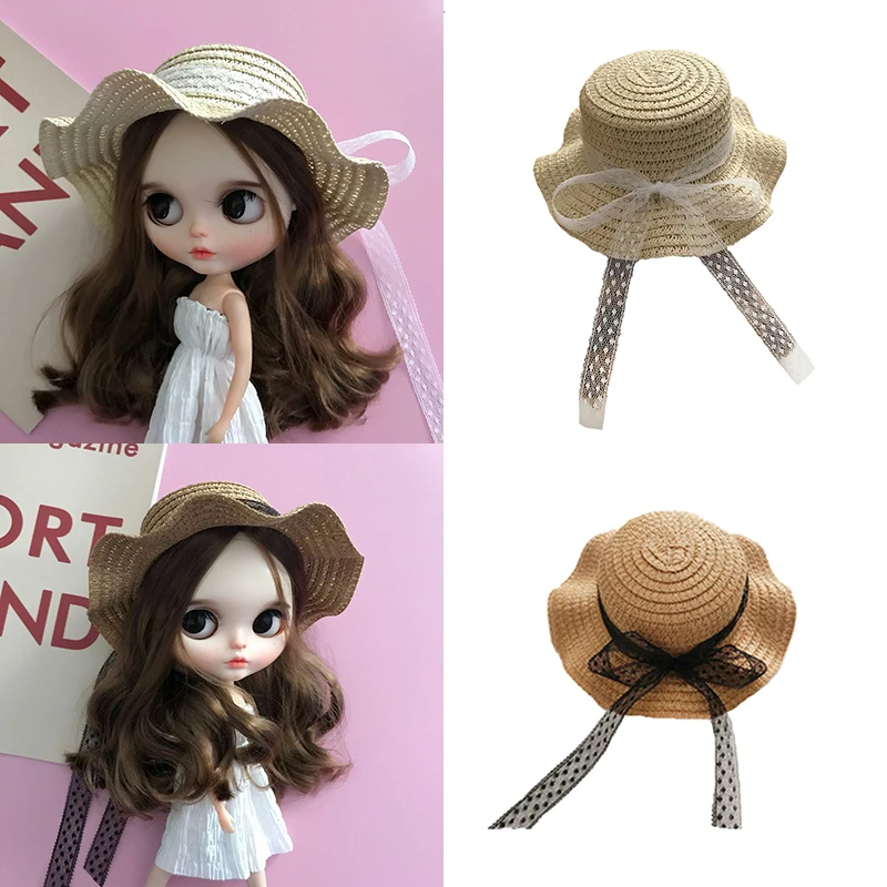 

Новая стильная соломенная шляпа ручной работы для куклы Blythe Pullip Licca, Azone 1/6 BJD аксессуары для куклы аксессуары для девочек Подарки на день рождения