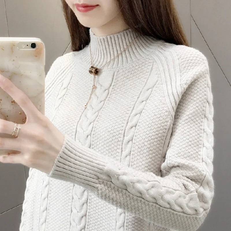 

Women Fashion Solid Color Pullovers Basic Casual Style Classic Harajuku Simple Long Sleeve Streetwear Knitted Sweater Top