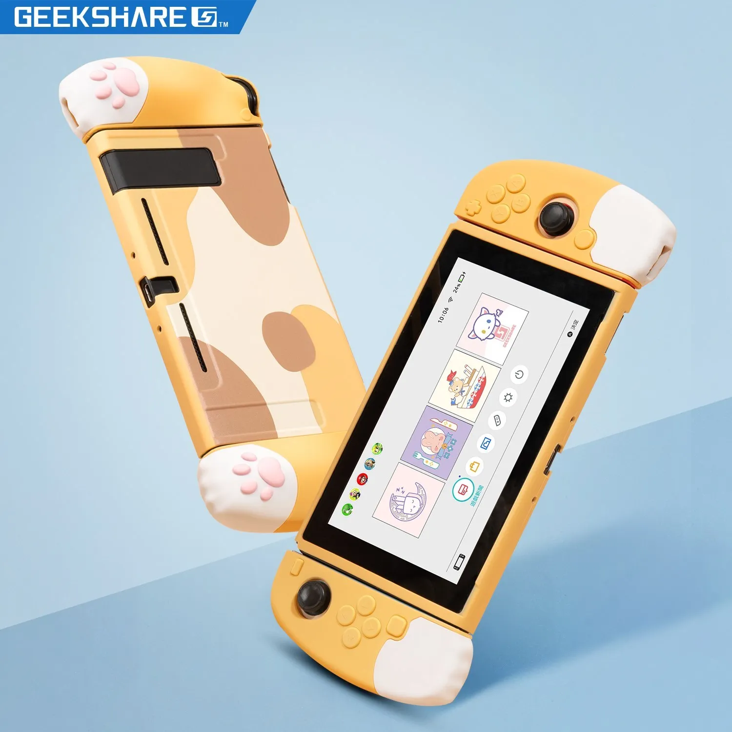 Geekshare-bonito Gato 3d Garra Silicone Nintendo Switch Shell Protetor Joycon Split Capa Macia Acessórios ns