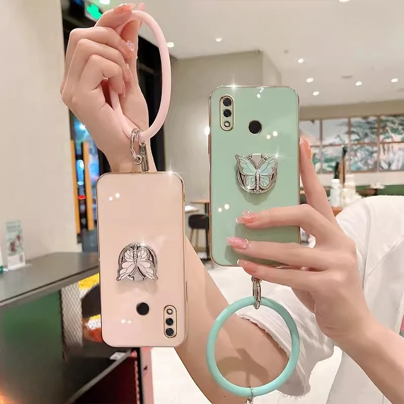 Elegant 3D Butterfly Ring Phone Holder Plating Case - Silicone Cover