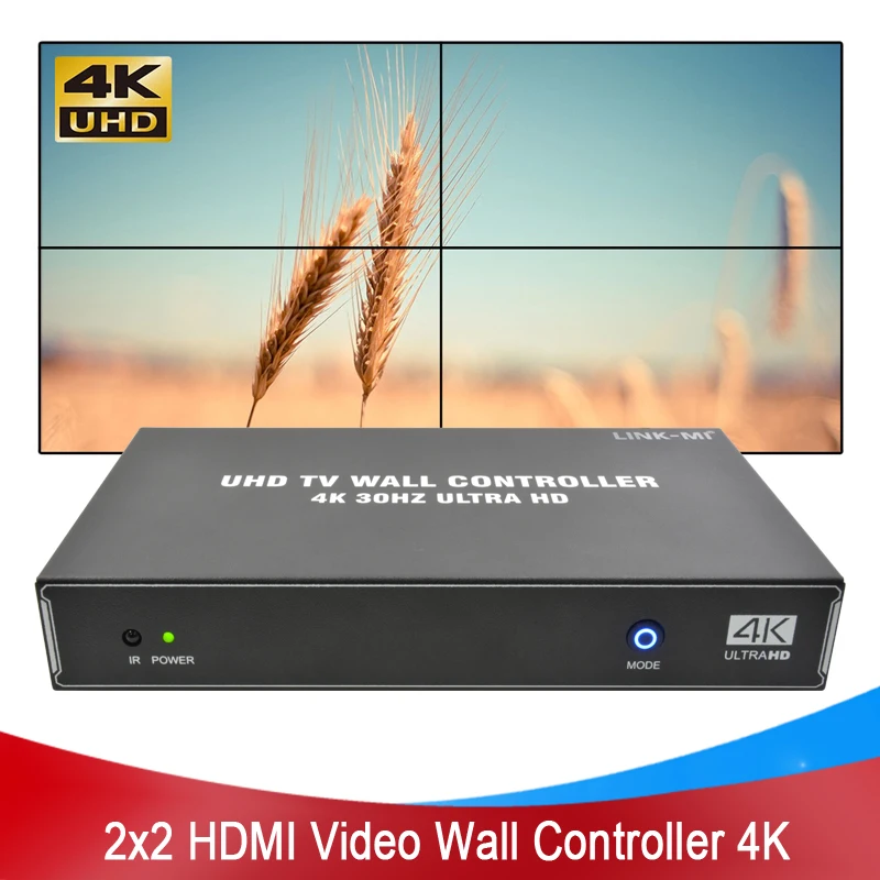 Настенный ТВ-контроллер 4K HDMI с 4 выходами, комбинированный процессор HD 2X2 с дистанционным управлением