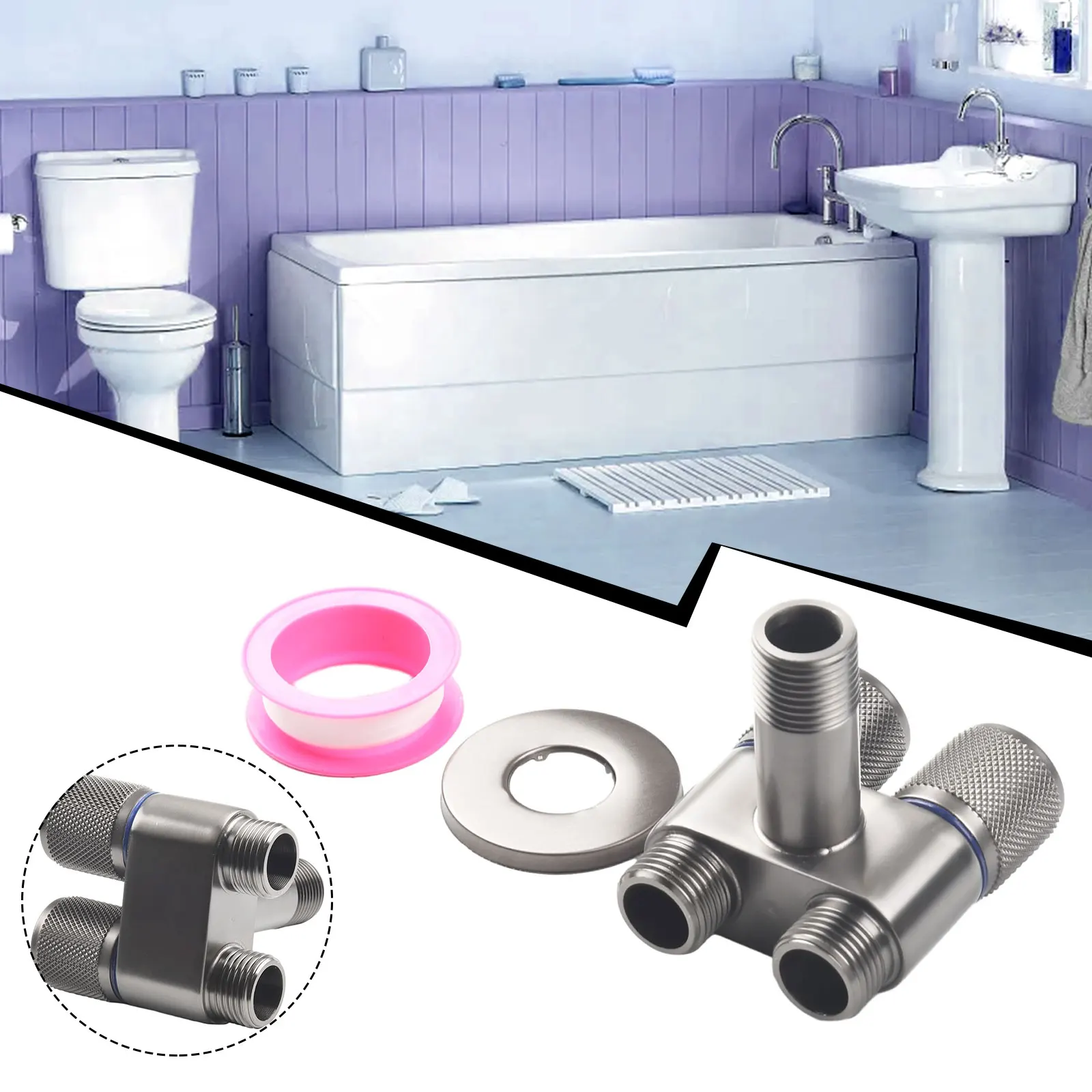 

G1/2 1 In Two Out Double Control Washing Machine Faucet Bath Toilet Bidet Sprayer Triangle Valve Rotary Switch Shower Head