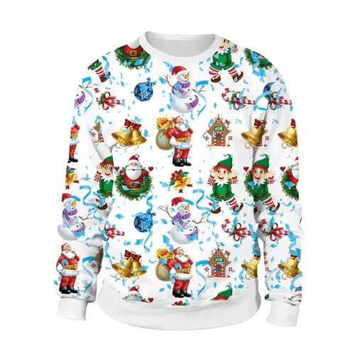Men Women Llama Ugly Christmas Sweatshirt 3D Funny Print New Year Eve Xmas Sweater Couples Pullover Holiday Party Jumper Tops - Image 17
