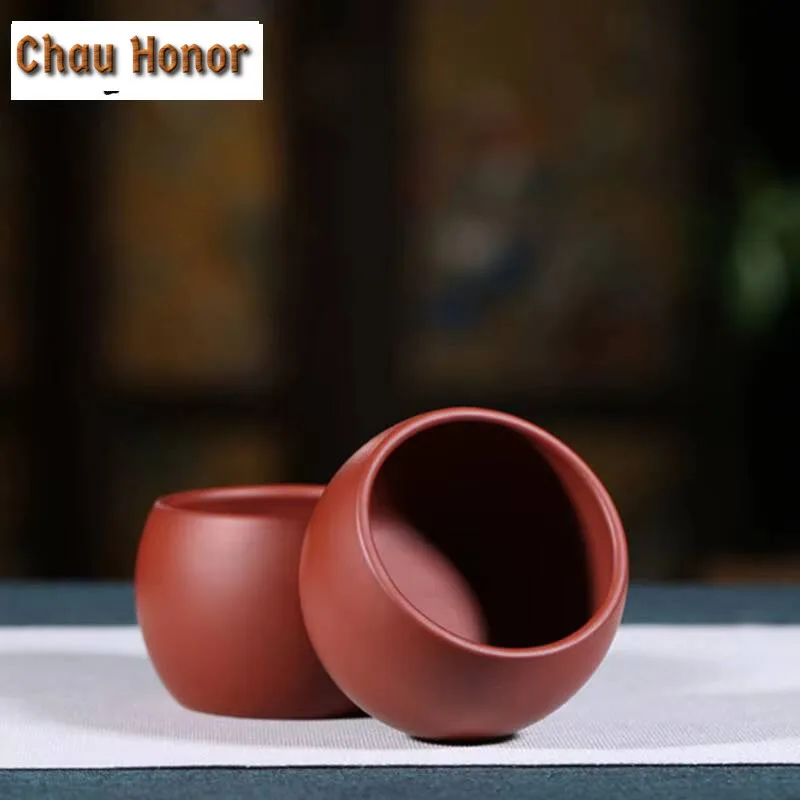 2 Pcs/set 80ml Authentic Yixing Purple Clay Dahongpao Teacup Handmade Tea Bowl Pu'er Master Cup Chinese Tea Set Accessories Gift