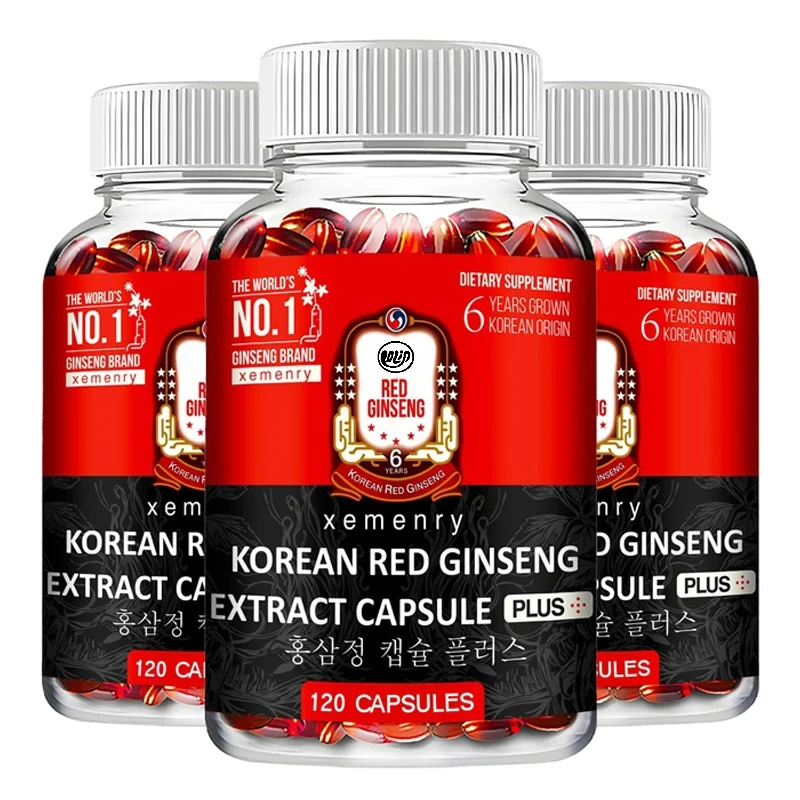 Korean Red Ginseng Extract Capsules-Increased Energy, Mood, Support Men & Women's Stamina, Muscle Strength