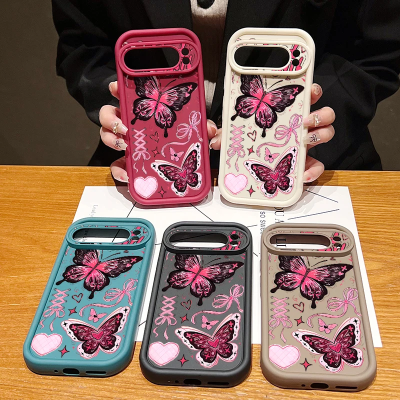 Pink Cartoon Butterfly Shockproof Soft TPU Phone Case