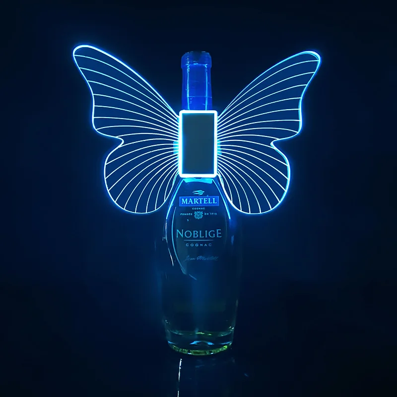 LED Luminous Butterfly Champagne Head Explosive Flash Stick Colorful Wine Bottle Jacket For Bar KTV Party Event Decoration