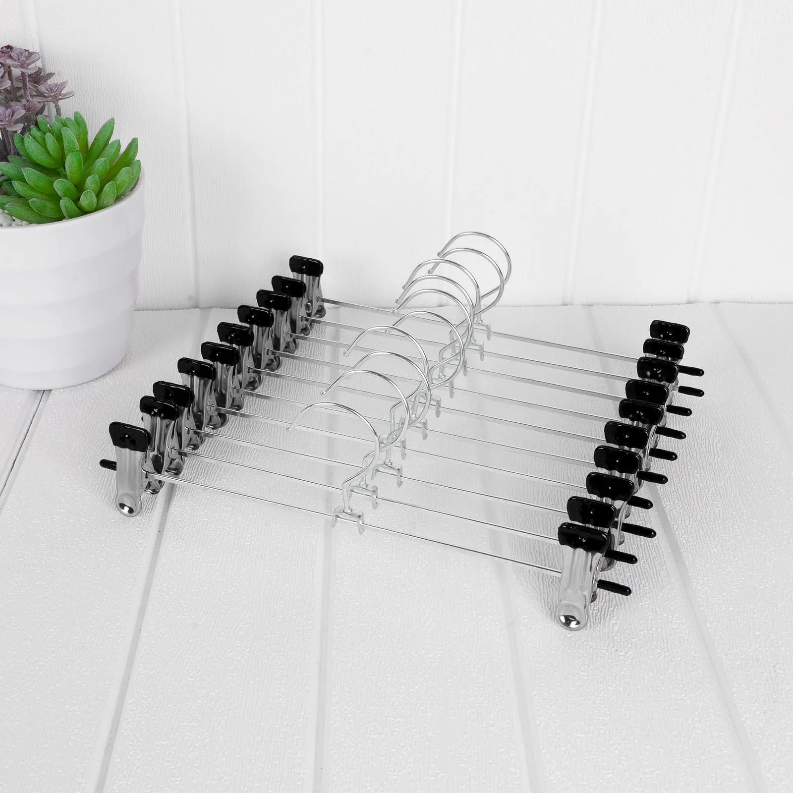 1 Pcs Anti-Slip Stainless Steel Trouser Hangers Coat Hangers Skirt Clip Garment Clothes Hanger Trousers Adjustable Rack Clip 4