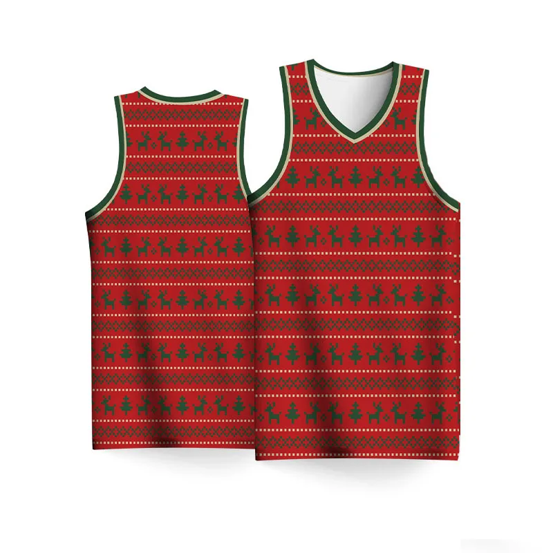 BASKETMAN Christmas Basketball Jerseys For Men Customizable Full Sublimation Name Number Printed Tops Training Clothes Gift