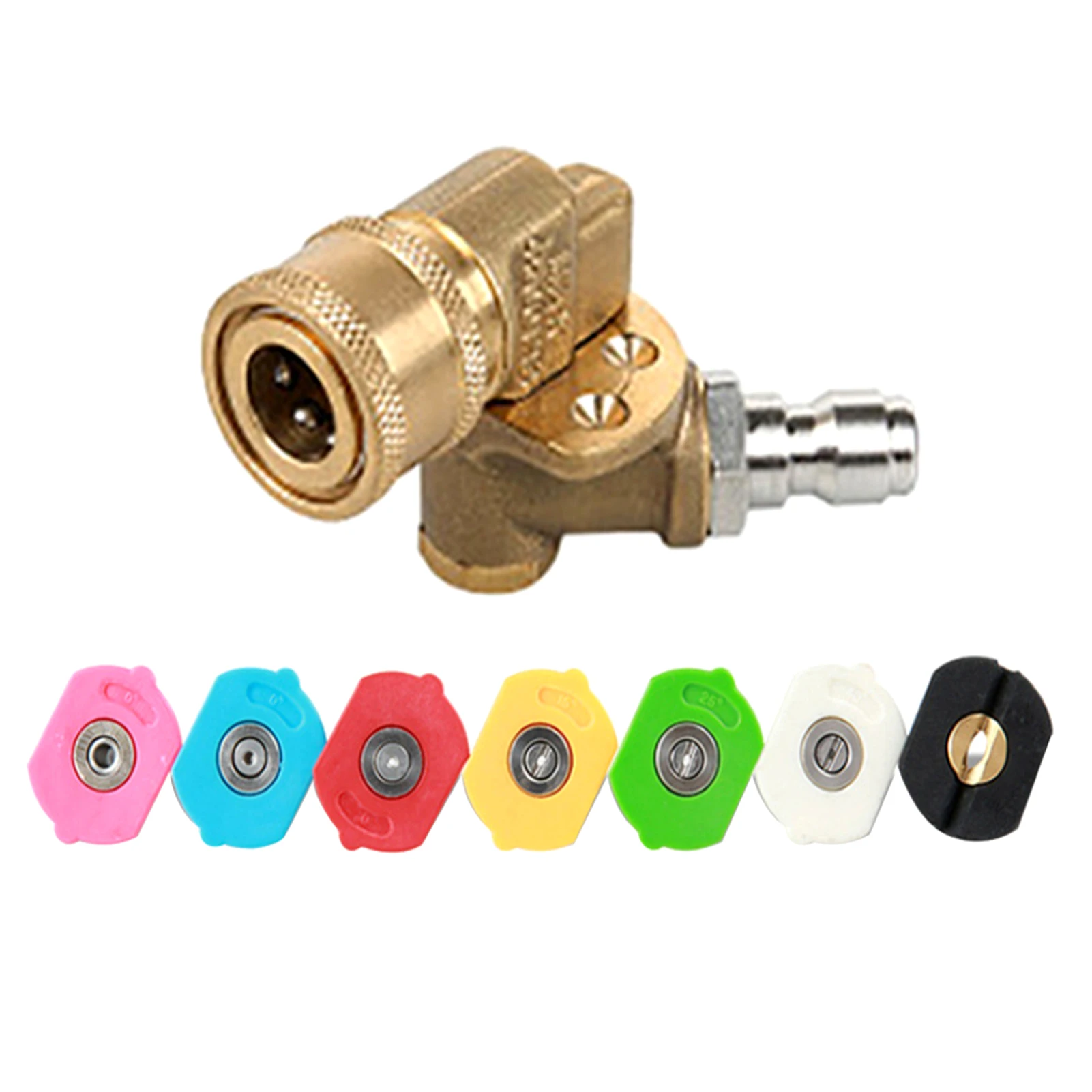 

Pressure Washer Pivoting Coupler Cleaning Replacement Parts 240 Degree With 7 Angles 1/4 Inch Quick Connect Practical Metal