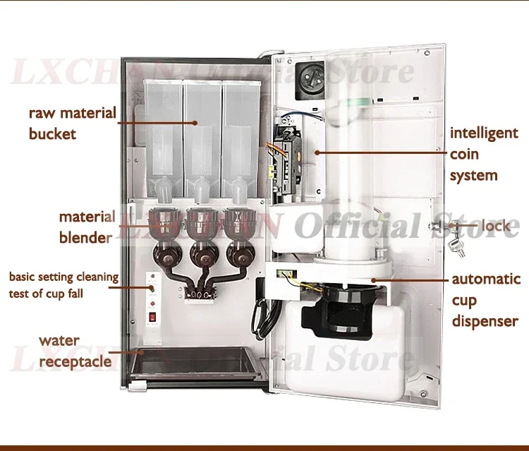 HomeWise CIM03B Automatic Beverage Vending Machine with Coin Function Coffee Machine 3 Flavors Coffee/Milk Tea/Chocolate 4