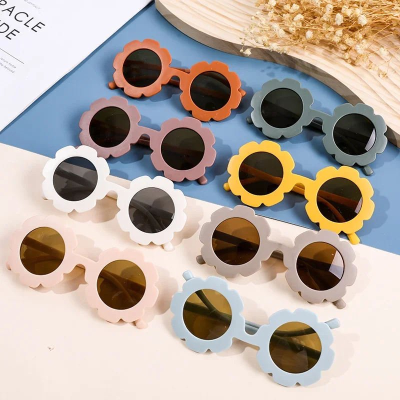 

New Sun Flower Round Cute Children Sunglasses Kids Sun Glasses for Boys Girls Ultraviolet-proof Baby Sunglasses Lovely Eyeglass