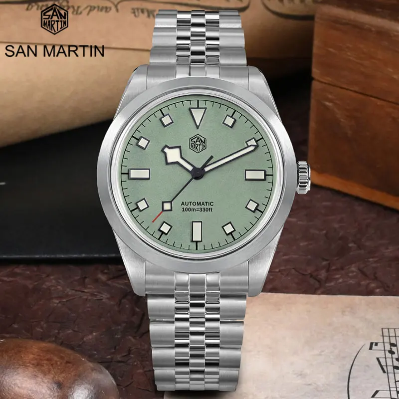 

San Martin 38mm Vintage Classic Enamel Dial PT5000 Men Sport Watch Explore Climbing Automatic Mechanical Sapphire 10Bar BGW-9